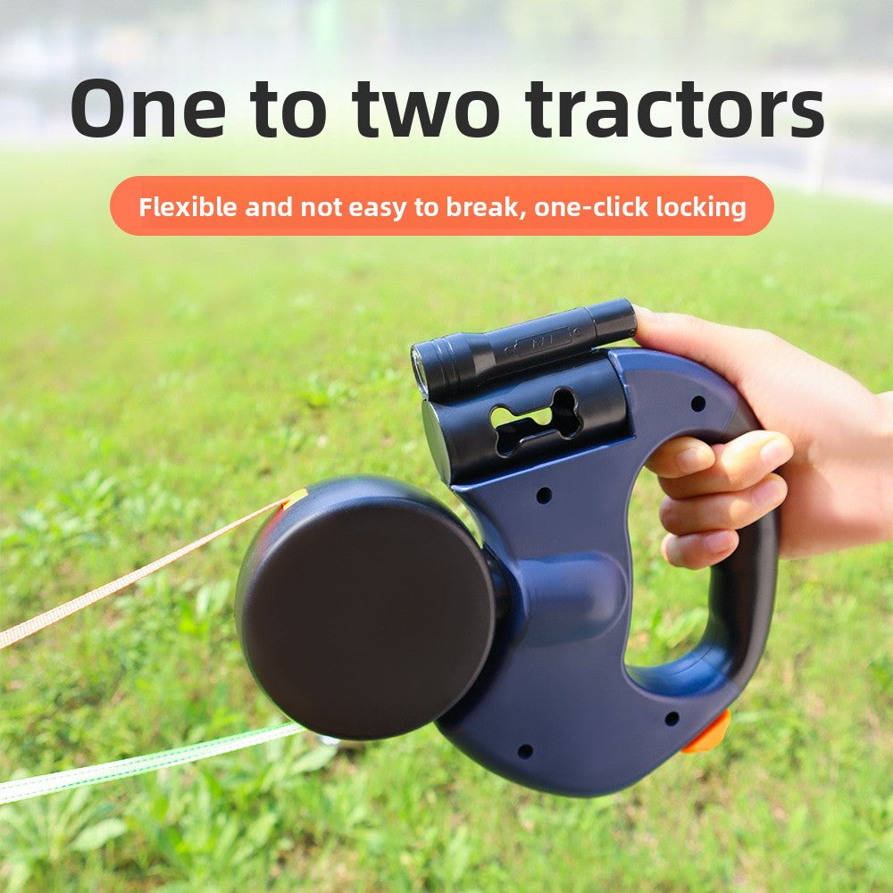 Flexi Paw - Dual Dog Leash with Tangle-Free Swivel & LED Light